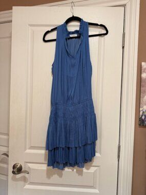 Current Air Los Angeles Blue Tiered Mini Dress Sleeveless Flowy NWOT Size L